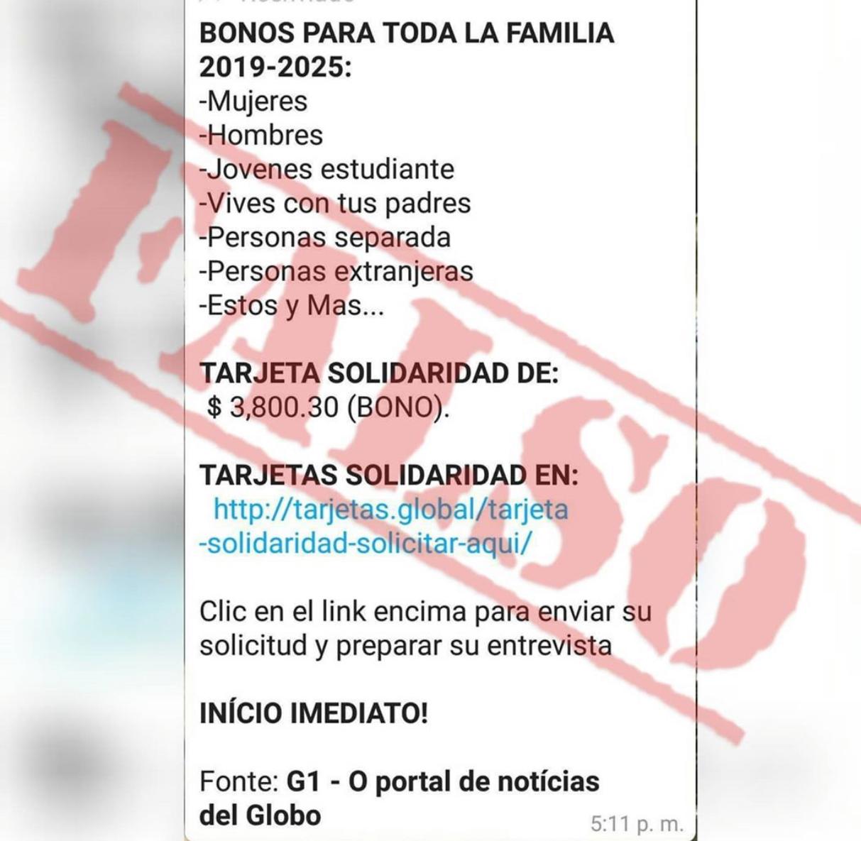¡Mucho cuidado! Estafadores están ofreciendo tarjetas solidaridad