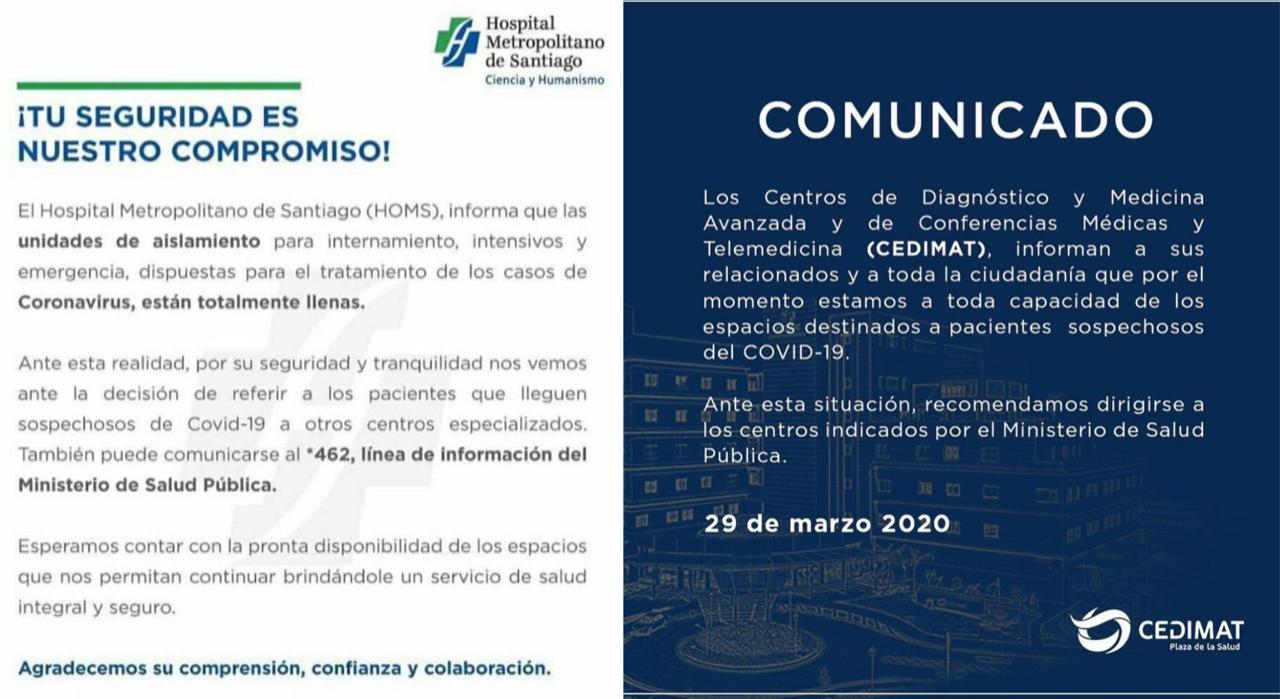Centros de salud del país están colapsando a causa del coronavirus