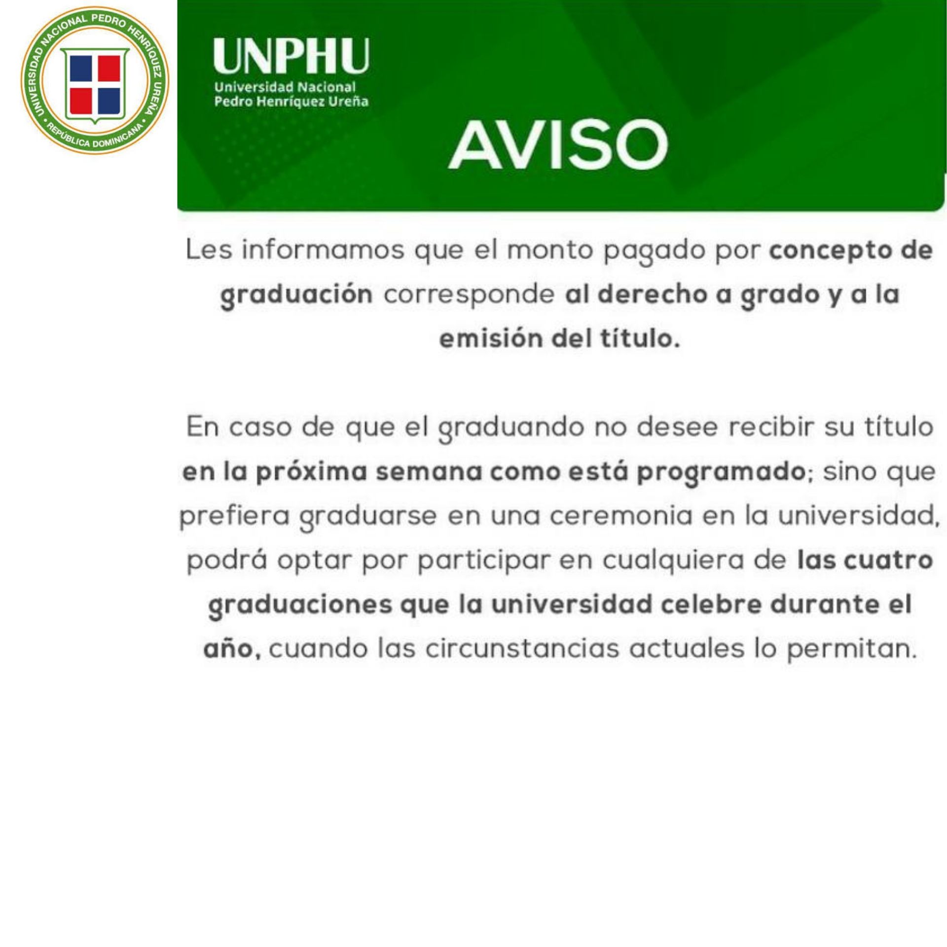 Estudiantes de la UNPHU dicen respuesta recibida no corresponde a su demanda