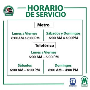 Nuevo horario de funcionamiento del Metro y Teleférico 