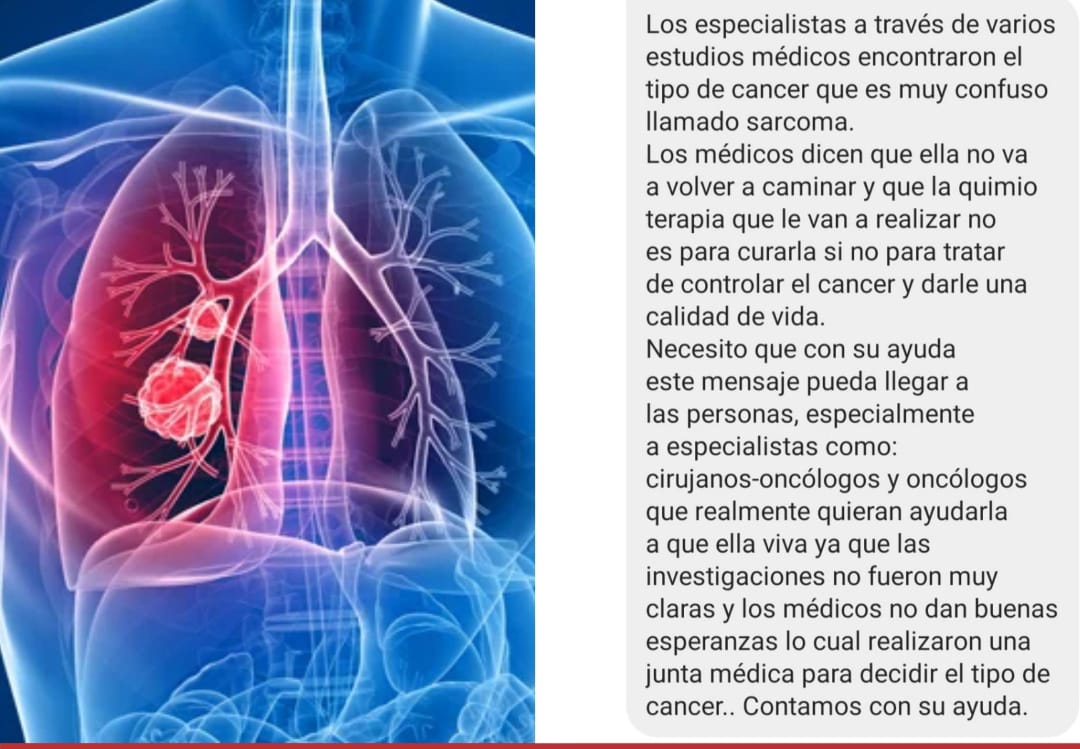 Pareja de jovenes solicitan ayuda de especialistas para tratar cáncer de pulmón