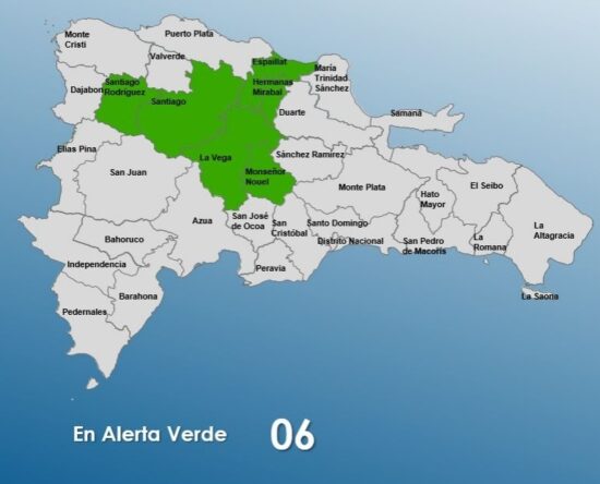 COE coloca seis provincias en alerta verde por efectos de una vaguada