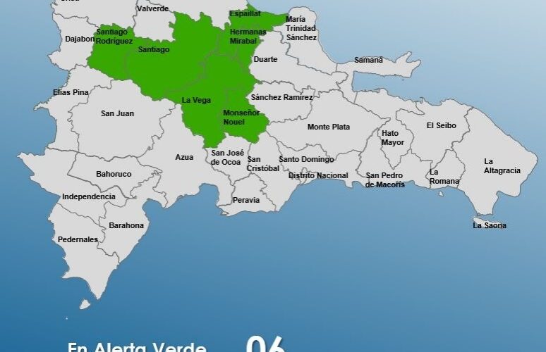 COE coloca seis provincias en alerta verde por efectos de una vaguada