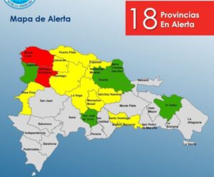 COE disminuye a 18 las provincias en alerta por vaguada