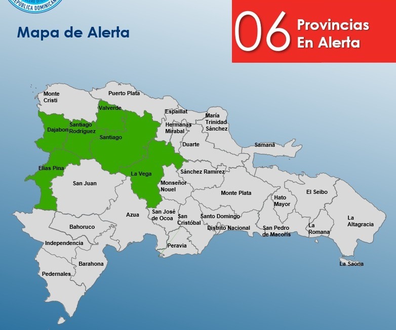 COE mantiene 6 provincias en alerta verde por lluvias