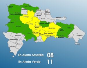 COE dispone alertas amarilla y verde por lluvias para 19 provincias