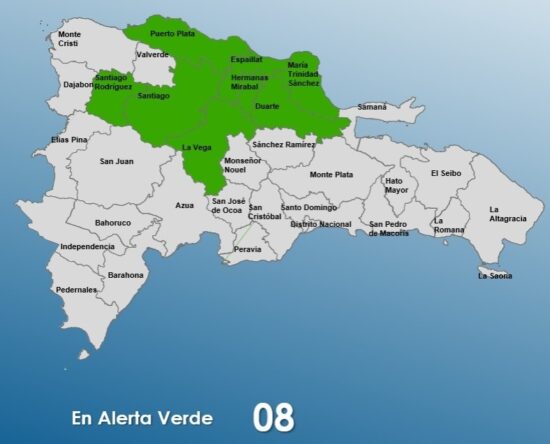 COE emite alerta verde para ocho provincias por sistema frontal