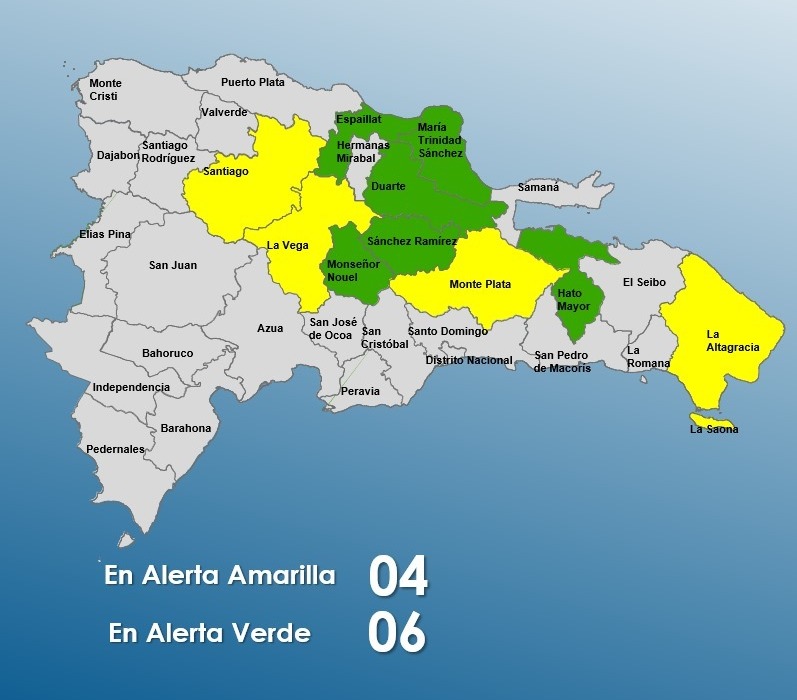 COE reduce a 12 las provincias en alertas por vaguada; 4 en amarillo