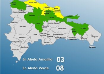 Aumentan a tres las provincias en alerta amarilla y mantienen 8 en verde por sistema frontal