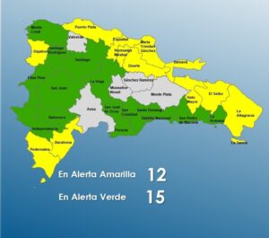 COE mantiene 27 provincias bajo alerta por vaguada; 12 en amarilla