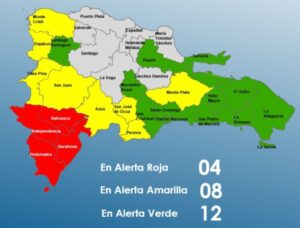 COE disminuye a 24 las provincias en alertas por huracán Melissa; cuatro permanecen en roja